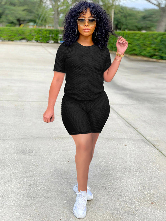 Solid Short Sleeve Set (Two Piece)