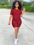 Solid Short Sleeve Set (Two Piece)