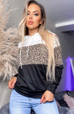 Hooded Animal Contrast Sweater
