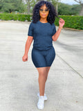 Solid Short Sleeve Set (Two Piece)