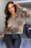 Tiger Patterned Batwing Top