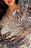 Tiger Patterned Batwing Top